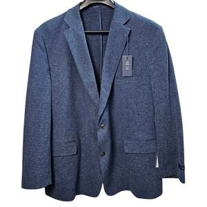 Stafford Big & Tall Navy Herringbone Stretch Sport Coat Blazer 54 Regular NEW